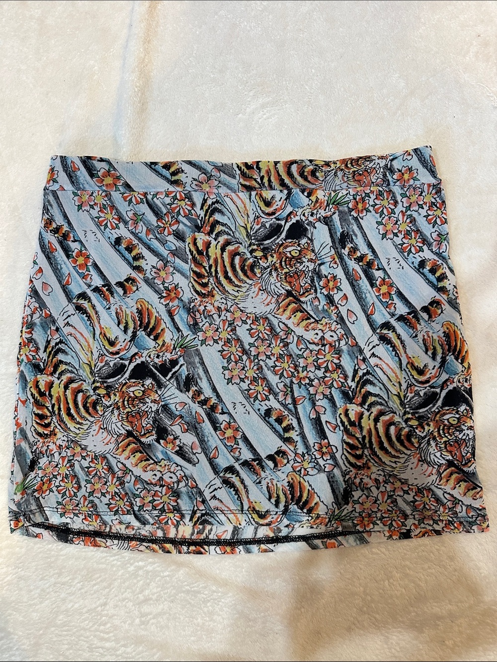 Y2K Ed Hardy Mesh Tiger Print Micro Skirt XL